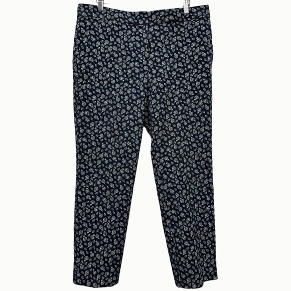 Ann Taylor Womens Devin Fit Blue Floral Print Straight Leg Stretch Pants Size 10 - Picture 1 of 16